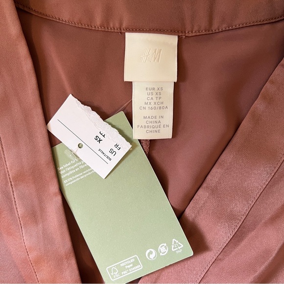 H&M Silky Mauve Oversized Long Sleeve Dress – Size XS NWT - Picture 6 of 9